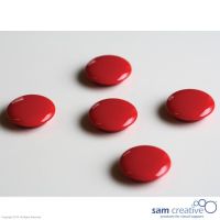 Set da 5 magneti tondi di colore rosso. 30 mm.